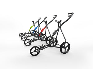 Golf Trolley, simple assembly, lightest cart (under 4kgs). Easy fold, quality frame, removable wheels & magnetic fasteners make it a unique golf trolley.